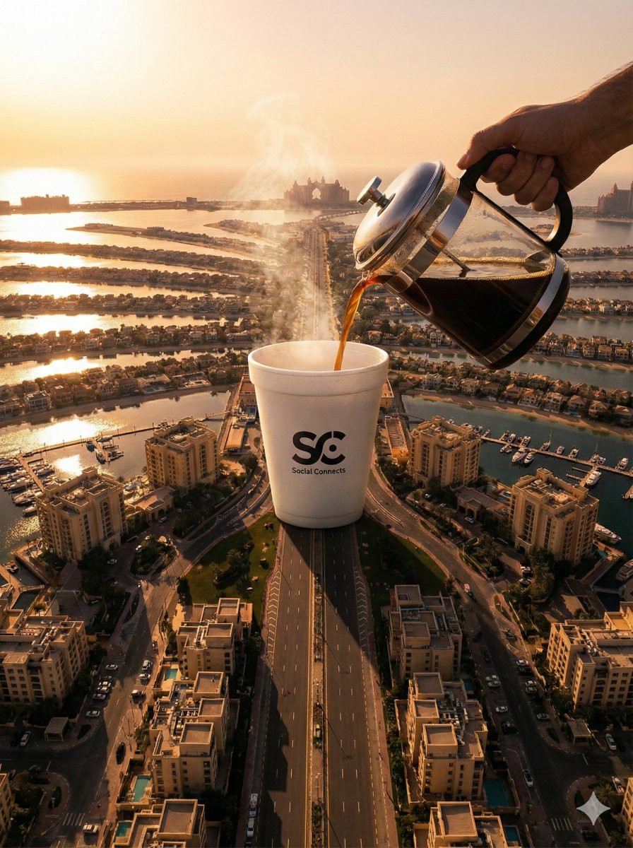 Dubai Palm Jumeirah Surreal Coffee Pour: Stunning AI Image to Video Animation